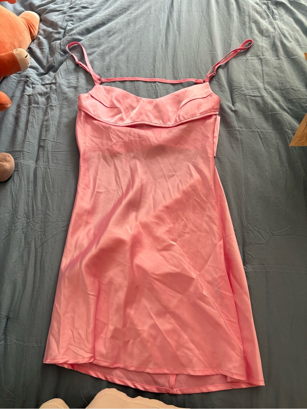 Edikted Pink Satin Mini Slip Dress